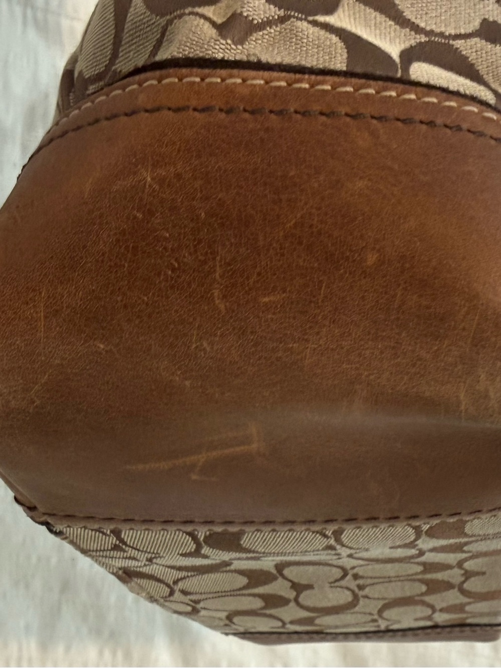 Coach Beige and Brown Signature Canvas Tote - Picture 7 of 8